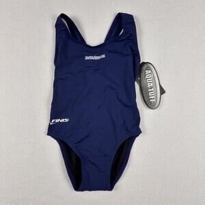 FINIS Swimsuit Girl Size 6T One Piece SwimAmerica AquaTuff Crossback X-Back Navy